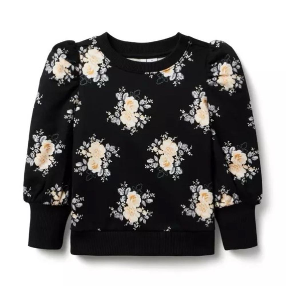 NWOT Janie and Jack Black Floral Terry Sweatshirt